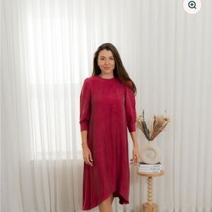 SEWLIP Cupro high-low side buttons dress